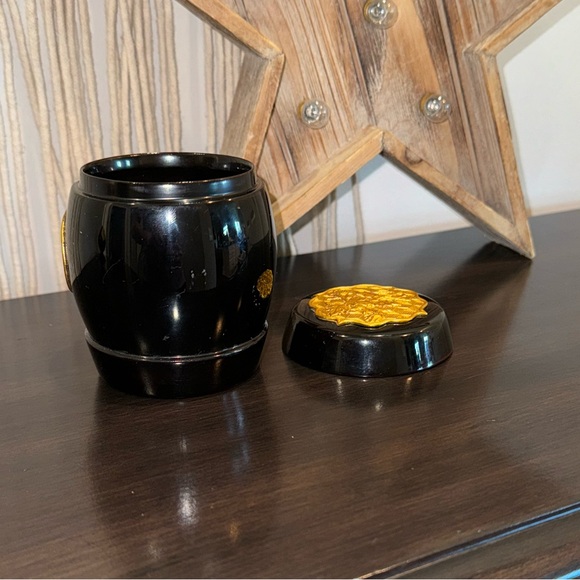 Vintage Chinese Black LAQUERWARE Gold Gilt Vanity or desk Set - Picture 10 of 15